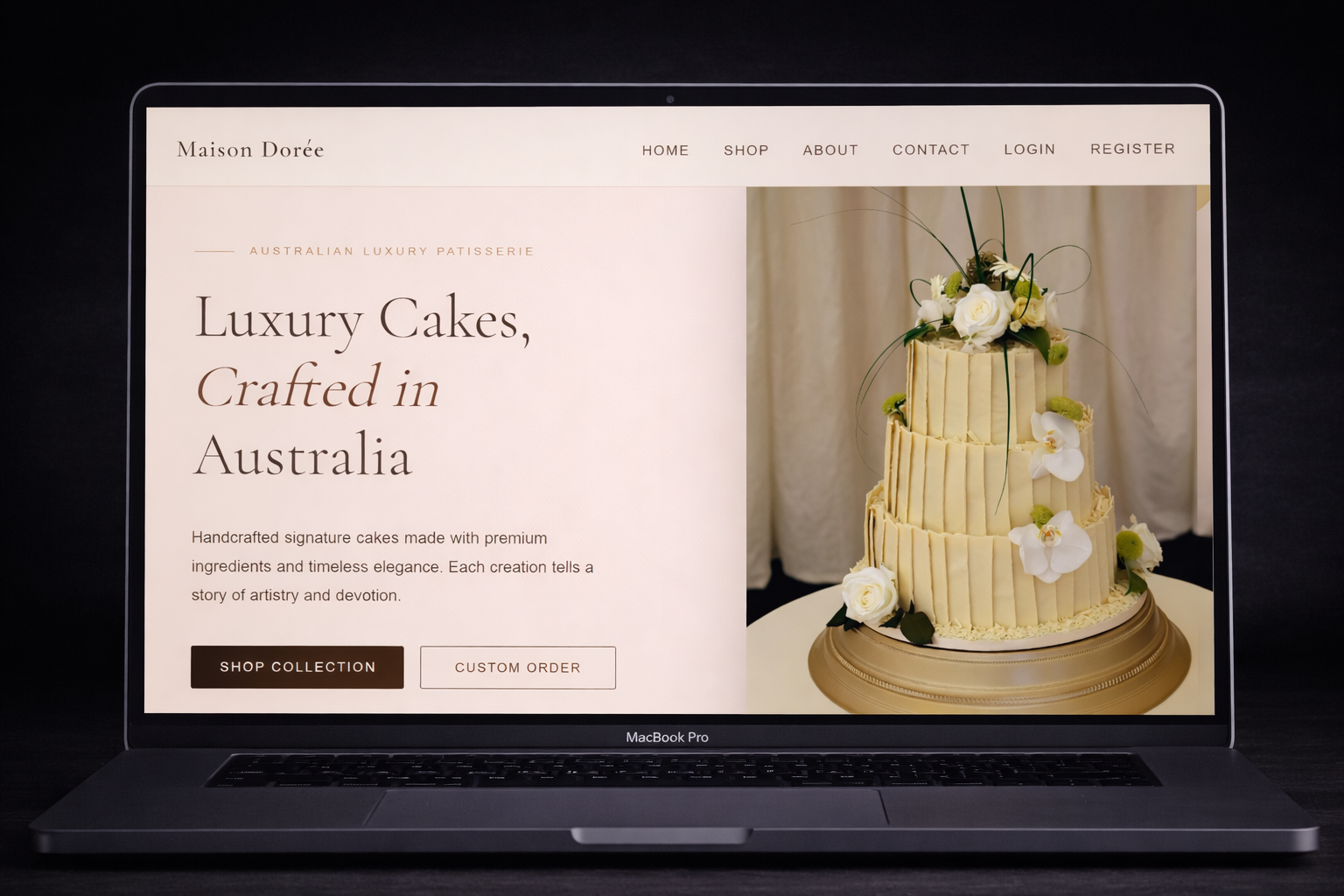 Maison Dorée cake ordering platform preview