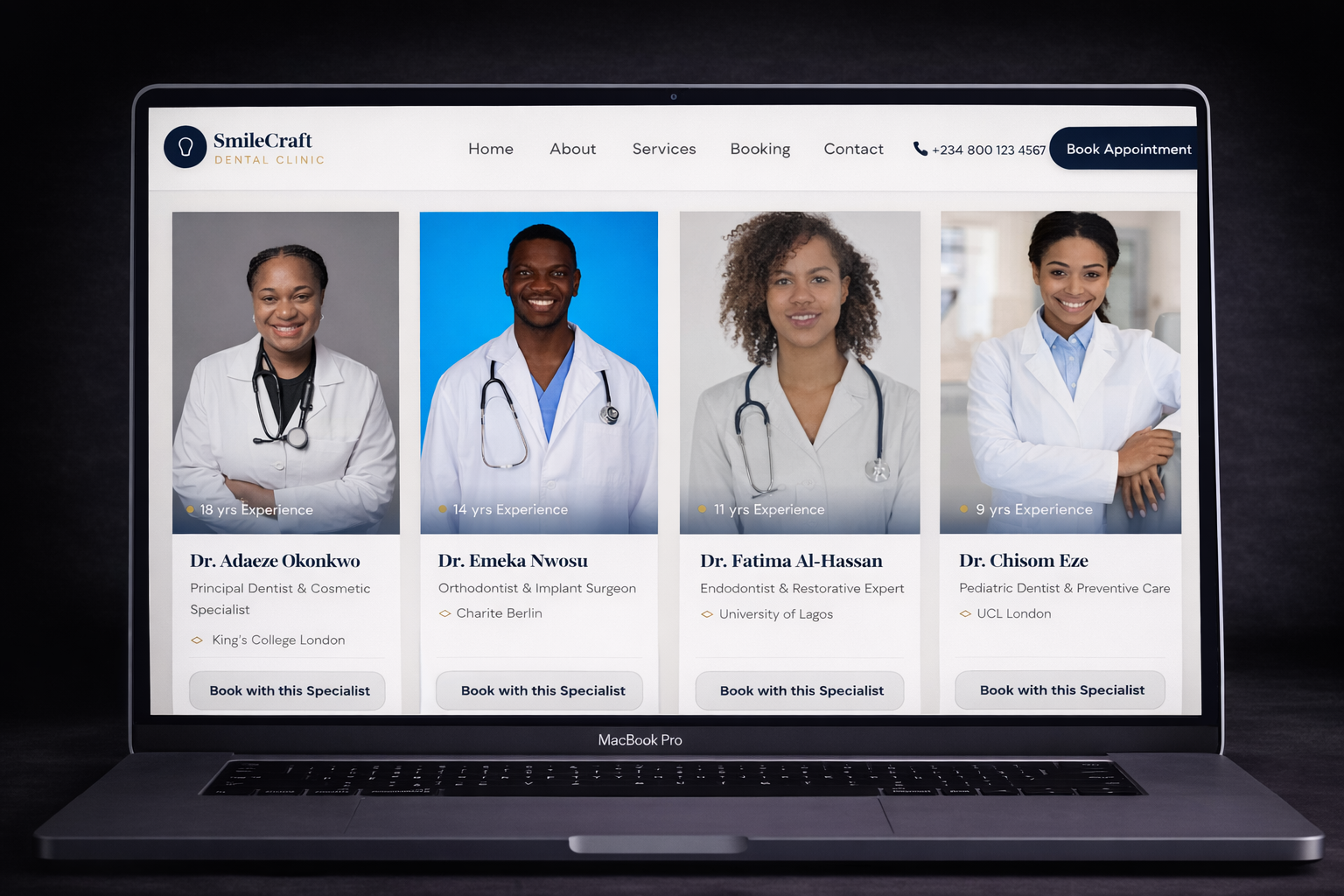 SmileCraft dashboard or appointment management view